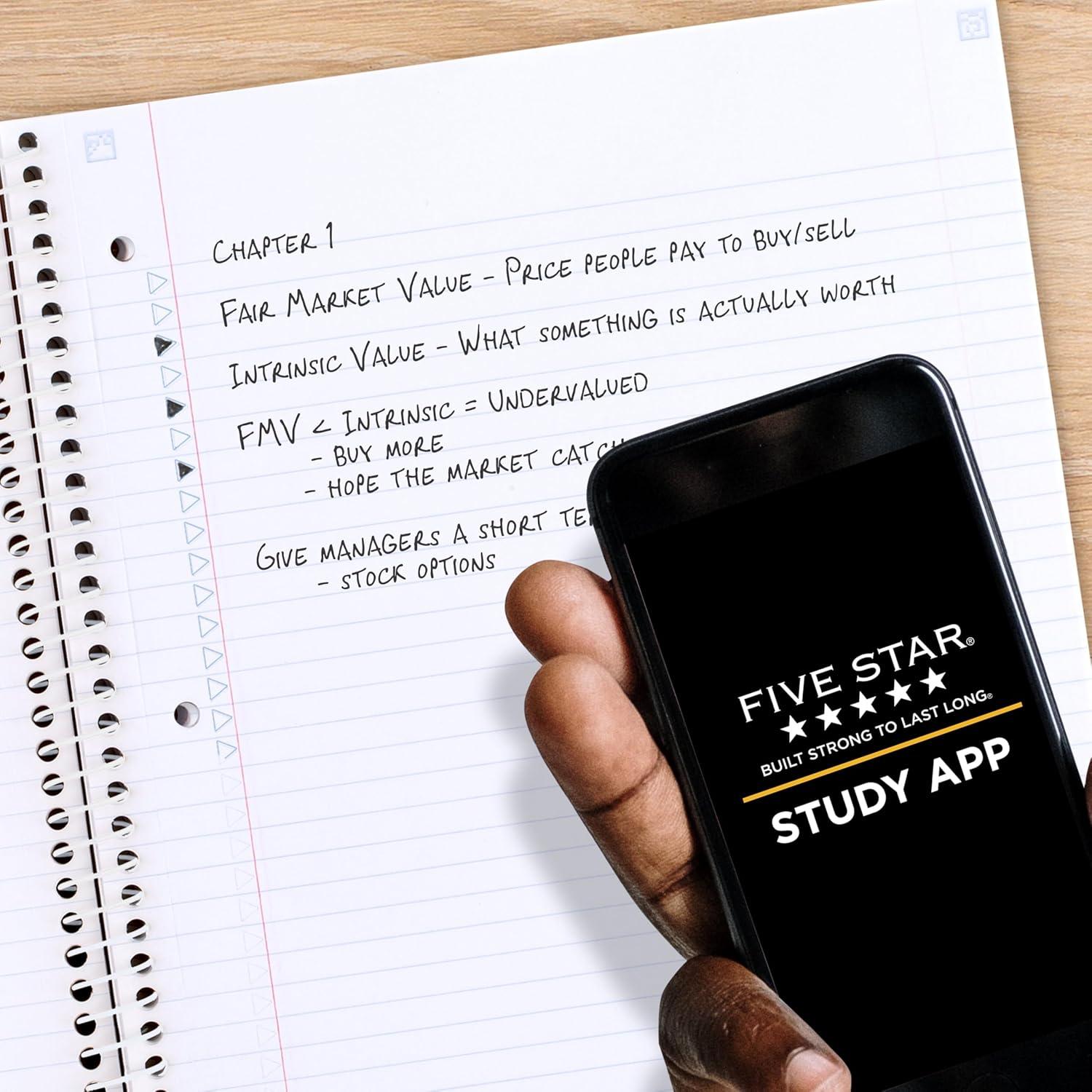 imageFive Star Spiral Notebook  Study App 1 Subject College Ruled Paper 812quot x 11quot 80 Sheets Fights Ink Bleed Water Resistant Cover Soft Petals Blue 820441FECMSoft Petals Blue