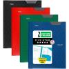 imageFive Star 2Pocket Folder 4 Pack Plastic Folder with StayPut Tabs and Prong Fasteners Holds 812quot x 11quot Paper Black Fire Red Forest Green Pacific Blue 38048Black  Red  Green  Blue