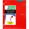 imageFive Star 2Pocket Folder Plastic Folder with StayPut Tabs Fits 3Ring Binder Holds 812quot x 11quot Paper White 333420IECMFire Red