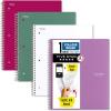 imageFive Star Spiral Notebook  Study App 4 Pack 1 Subject College Ruled Paper 812quot x 11quot 100 Sheets Fights Ink Bleed Water Resistant Cover Amethyst Purple Raspberry Pink White and Seaglass Green 820337ECMCollege Ruled