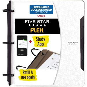 imageFive Star Flex Refillable Notebook  Study App College Ruled Paper and 1 Inch TechLock Ring Binder with Pockets Tabs and Dividers 200 Sheet Capacity Seaglass Green 293280AQ8White