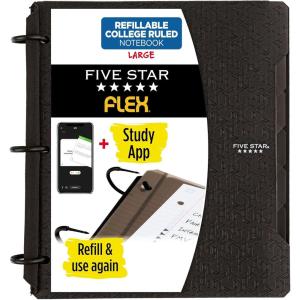 imageFive Star Flex Refillable Notebook  Study App College Ruled Paper and 1 Inch TechLock Ring Binder with Pockets Tabs and Dividers 200 Sheet Capacity Seaglass Green 293280AQ8Black