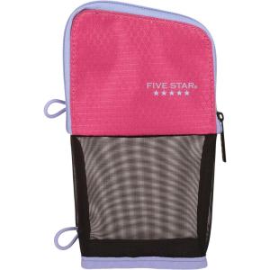 imageFive Star Pencil Pouch Pen Case Stand N Store Zipper Pouch Fits 3Ring Binder Storage Organizer for Supplies Earbuds Chargers Cables Makeup BlackGrey 505160AECMPinkBerry