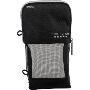 imageFive Star Pencil Pouch Pen Case Stand N Store Zipper Pouch Fits 3Ring Binder Storage Organizer for Supplies Earbuds Chargers Cables Makeup BlackGrey 505160AECMBlackGrey