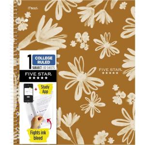 imageFive Star Spiral Notebook  Study App 1 Subject College Ruled Paper 812quot x 11quot 80 Sheets Fights Ink Bleed Water Resistant Cover Soft Petals Blue 820441FECMSoft Petals Harvest