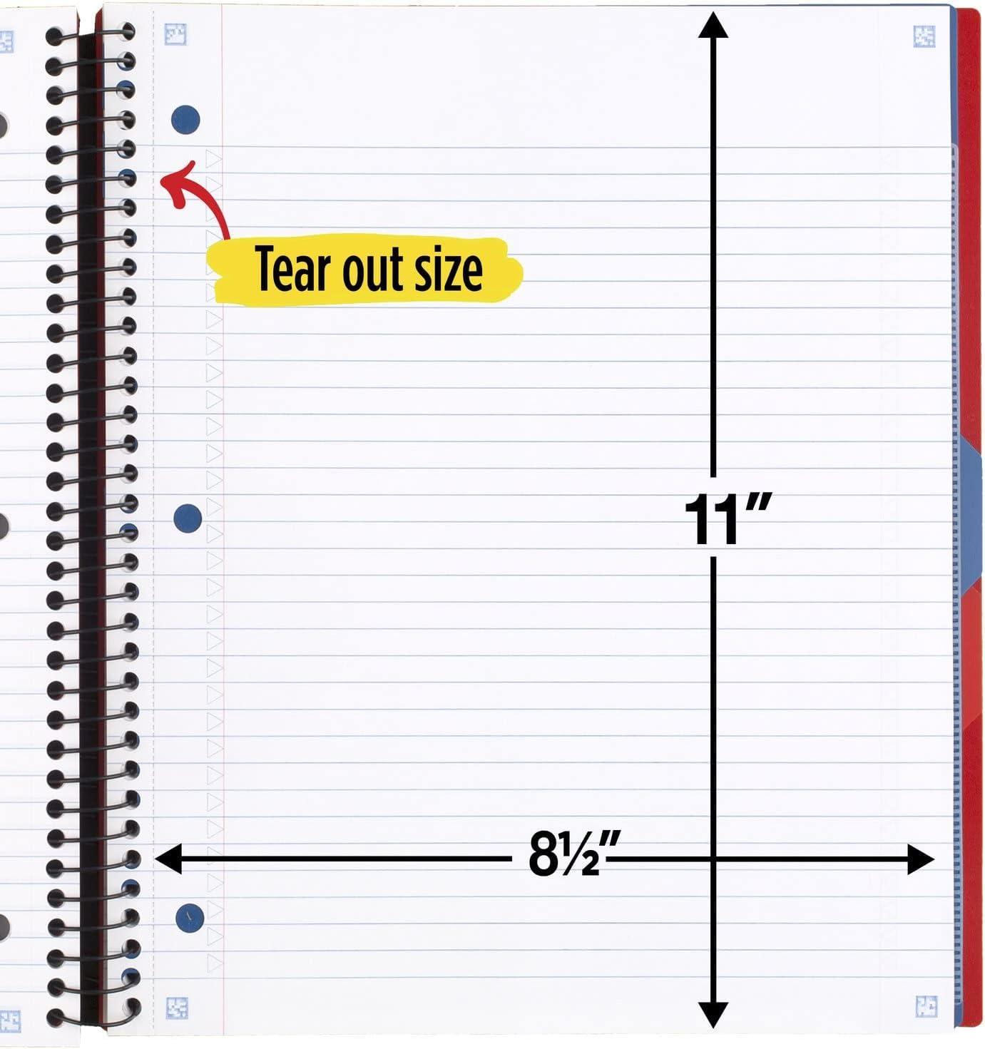 imageFive Star Advance Spiral Notebook  Study App 3 Subject College Ruled Paper 812quot x 11quot 150 Sheets Spiral Guard Movable Tabbed Dividers Pacific Blue 73138Fire Red