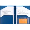 imageFive Star 2Pocket Folder Plastic Folder with StayPut Tabs and Prong Fasteners Holds 812quot x 11quot Paper White 72494Pacific Blue