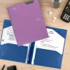 imageFive Star 2Pocket Folder Plastic Folder with StayPut Tabs and Prong Fasteners Holds 812quot x 11quot Paper White 72494Purple