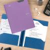 imageFive Star 2Pocket Folder Plastic Folder with StayPut Tabs and Prong Fasteners Holds 812quot x 11quot Paper White 72494Purple