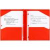 imageFive Star 2Pocket Folder Plastic Folder with StayPut Tabs and Prong Fasteners Holds 812quot x 11quot Paper White 72494Red