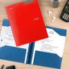 imageFive Star 2Pocket Folder Plastic Folder with StayPut Tabs and Prong Fasteners Holds 812quot x 11quot Paper White 72494Red