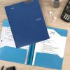 imageFive Star 2Pocket Folder Plastic Folder with StayPut Tabs and Prong Fasteners Holds 812quot x 11quot Paper White 72494Tidewater Blue