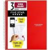 imageFive Star Spiral Notebook  Study App 3 Subject Wide Ruled Paper 8quot x 1012quot 150 Sheets Fights Ink Bleed Water Resistant Cover Tidewater Blue 73184Red