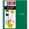 imageFive Star Spiral Notebook  Study App 3 Subject Wide Ruled Paper 8quot x 1012quot 150 Sheets Fights Ink Bleed Water Resistant Cover Tidewater Blue 73184Green