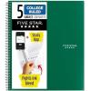 imageFive Star Spiral Notebook  Study App 5 Subject College Ruled Paper 812quot x 11quot 200 Sheets Fights Ink Bleed Water Resistant Cover Black 72081Green
