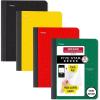 imageFive Star Composition Book  Study App 4 Pack Wide Ruled Paper 712quot x 934quot 80 Sheets Forest Green Tidewater Blue Fire Red and Harvest Yellow 950033BECMWide Ruled