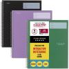 imageFive Star Interactive Notetaking Spiral Notebooks 3 Pack 1Subject Wide Ruled Paper 11quot x 812quot 100 Sheets Black Amethyst Purple Harvest Yellow 929985ECMBlack  Green  Purple