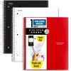 imageFive Star Spiral Notebook  Study App 3 Pack 1 Subject College Ruled Paper 100 Sheets 812quot x 11quot Forest Green Fire Red Pacific Blue 820189ECMBlack  White  Red