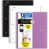 imageFive Star Spiral Notebook  Study App 3 Pack 3 Subject College Ruled Paper Fights Ink Bleed Water Resistant Cover 812quot x 11quot 150 Sheets Black White Purple 820192Black  White  Amethyst Purple