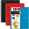 imageFive Star Spiral Notebook  Study App 3 Pack 3 Subject Wide Ruled Paper 8quot x 1012quot Tidewater Blue Fire Red Black 930081Black  Red  Blue
