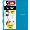 imageFive Star Spiral Notebook  Study App 5 Subject Wide Ruled Paper 8quot x 1012quot 200 Sheets Fights Ink Bleed Water Resistant Cover Black 72045Tidewater Blue