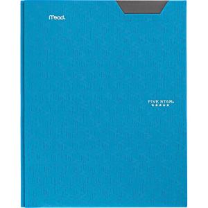 imageFive Star 2Pocket Folder Plastic Folder with StayPut Tabs and Prong Fasteners Holds 812quot x 11quot Paper White 72494Tidewater Blue