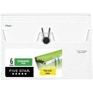 imageFive Star Expanding File Organizer 6Pocket Accordian File Organizer Bungee Closure Holds 812quot x 11quot Paper White 350100EECMWhite