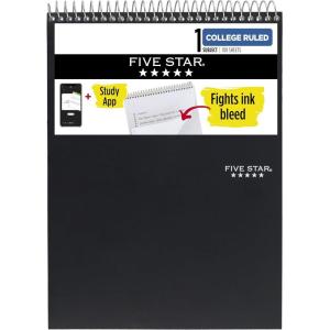 imageFive Star Top Spiral Notebook  Study App 1 Subject College Ruled Notepad 812quot x 11quot 100 Sheets Fights Ink Bleed Water Resistant Cover Seaglass Green 820058CECMBlack