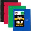 imageFive Star DuraShield Antimicrobial 2 Pocket StayPut Plastic Folders 4 Pack Holds 11quot x 812quot Color May Vary 3300102Pocket Folders