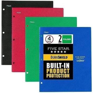 imageFive Star DuraShield Antimicrobial 2 Pocket StayPut Plastic Folders 4 Pack Holds 11quot x 812quot Color May Vary 3300102Pocket Folders Pack of 6