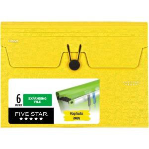 imageFive Star Expanding File Organizer 6Pocket Accordian File Organizer Bungee Closure Holds 11quot x 812quot Harvest Yellow 350100GECMPack of 1