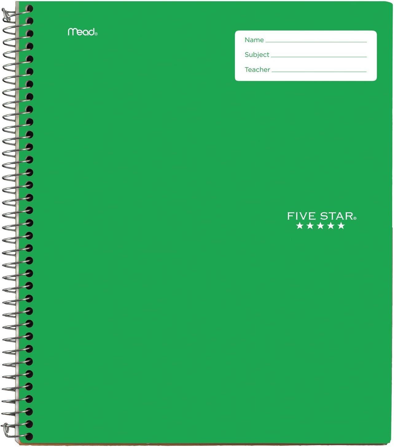 imageFive Star Interactive Notetaking Spiral Notebooks 6 Pack 1 Subject College Ruled Paper 11quot x 812quot 100 Sheets Assorted Colors 820019ECMBlack  Green  Purple