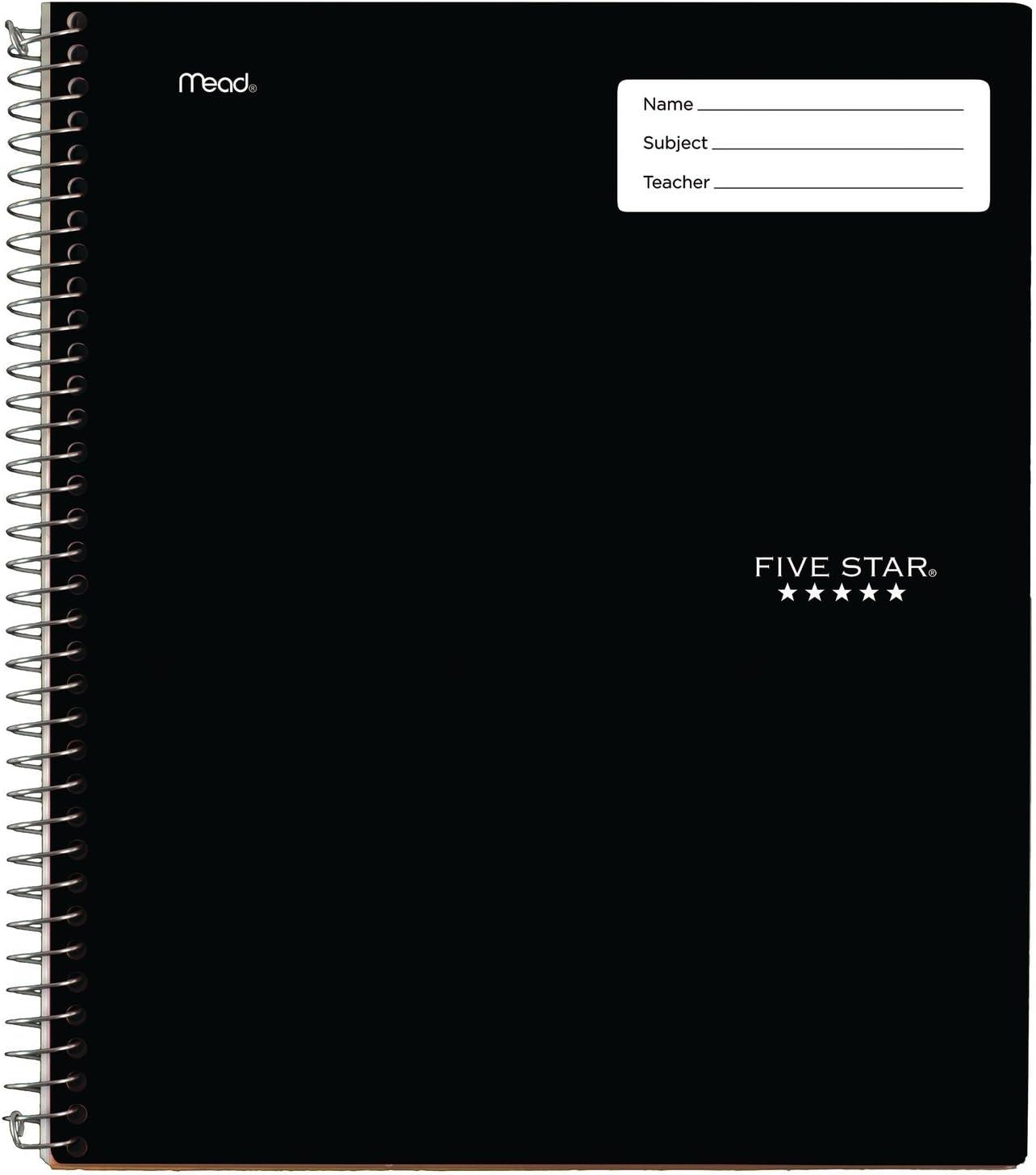imageFive Star Interactive Notetaking Spiral Notebooks 6 Pack 1 Subject College Ruled Paper 11quot x 812quot 100 Sheets Assorted Colors 820019ECMBlack  Green  Purple