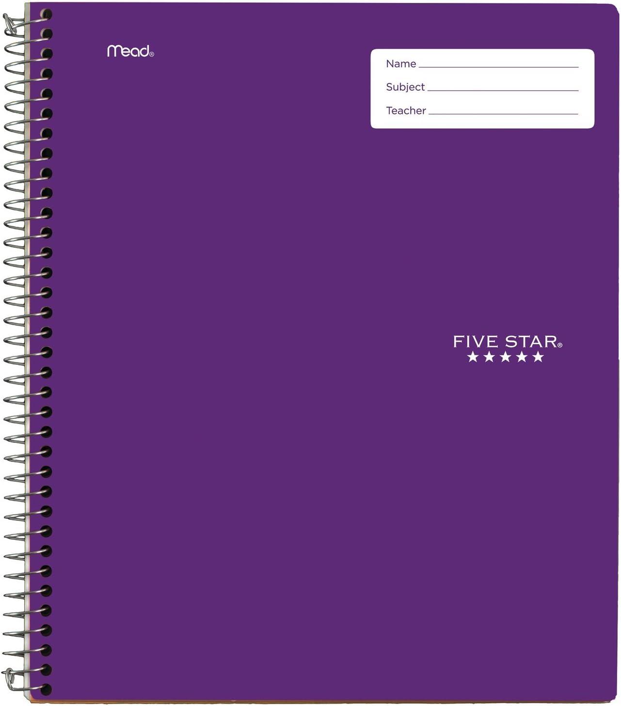 imageFive Star Interactive Notetaking Spiral Notebooks 6 Pack 1 Subject College Ruled Paper 11quot x 812quot 100 Sheets Assorted Colors 820019ECMBlack  Green  Purple