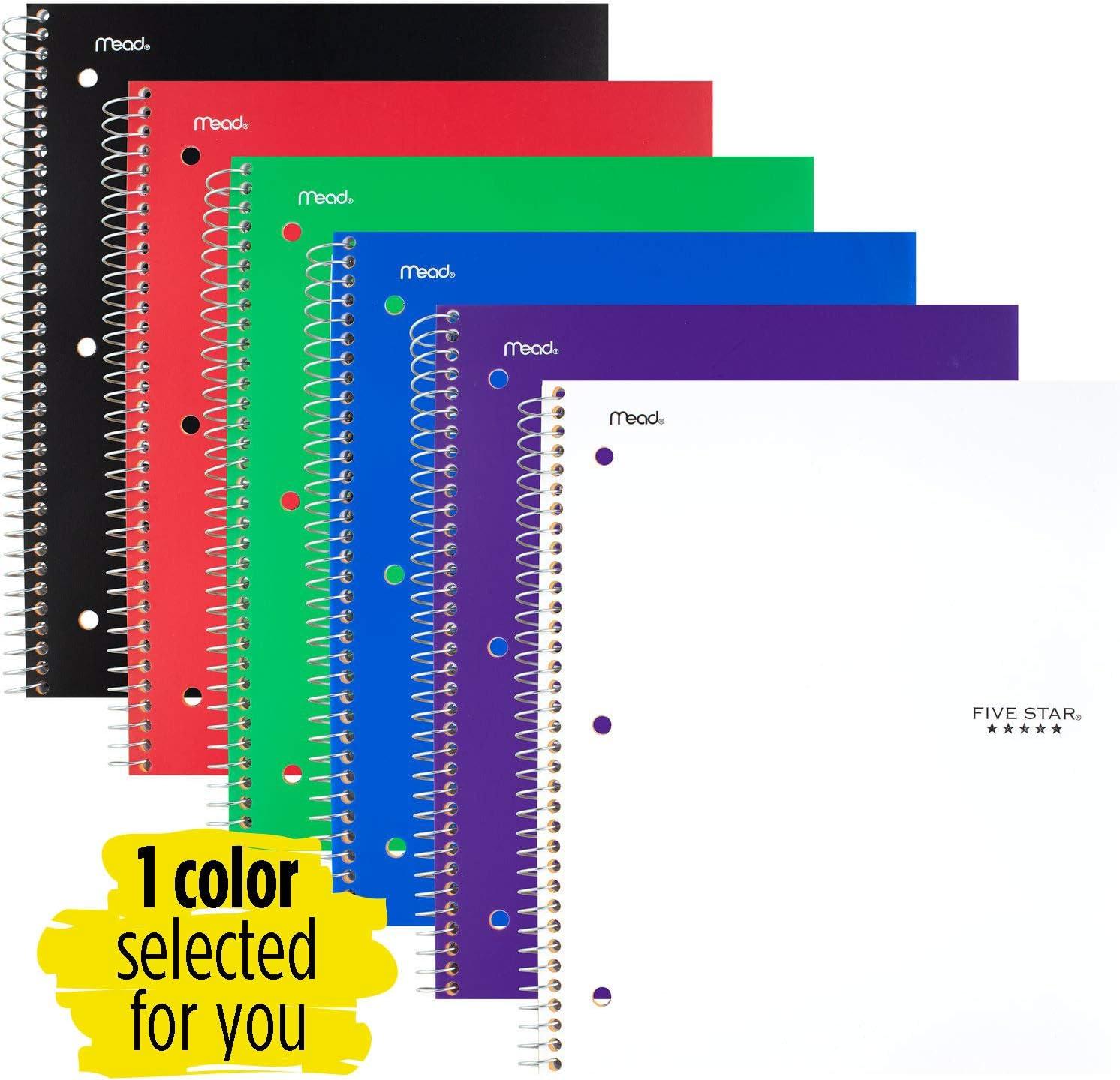 imageFive Star Spiral Notebook  Study App 2 Pack 1 Subject College Ruled Paper 100 Sheets 812quot x 11quot Pacific Blue Fire Red 38452Color Selected for You