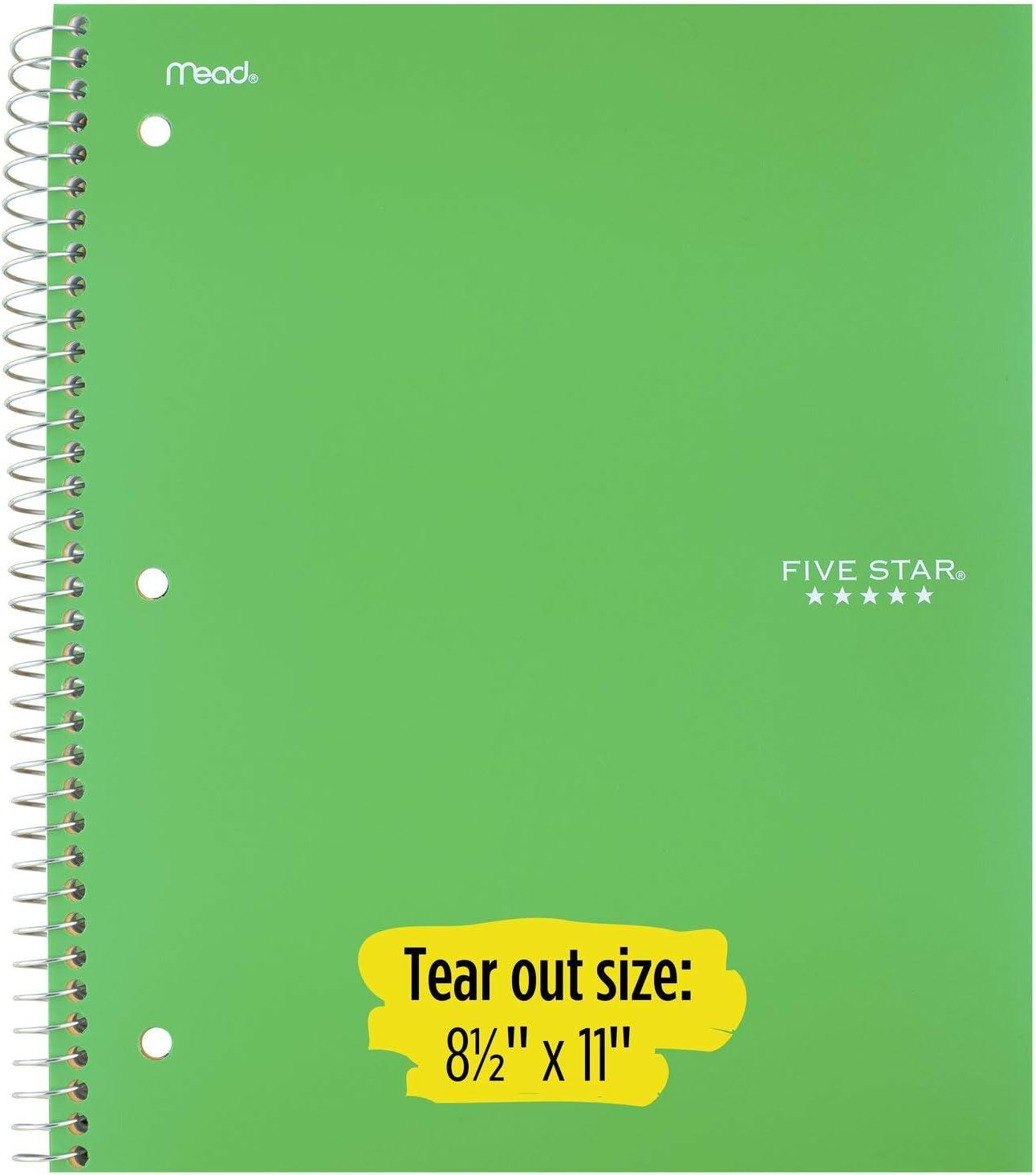 imageFive Star Spiral Notebook  Study App 2 Pack 1 Subject College Ruled Paper 100 Sheets 812quot x 11quot Pacific Blue Fire Red 38452Color Selected for You