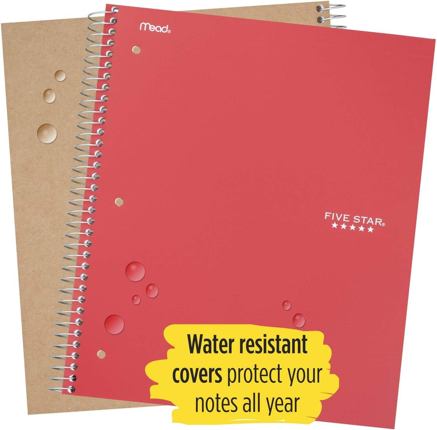 imageFive Star Spiral Notebook  Study App 2 Pack 1 Subject College Ruled Paper 100 Sheets 812quot x 11quot Pacific Blue Fire Red 38452Color Selected for You