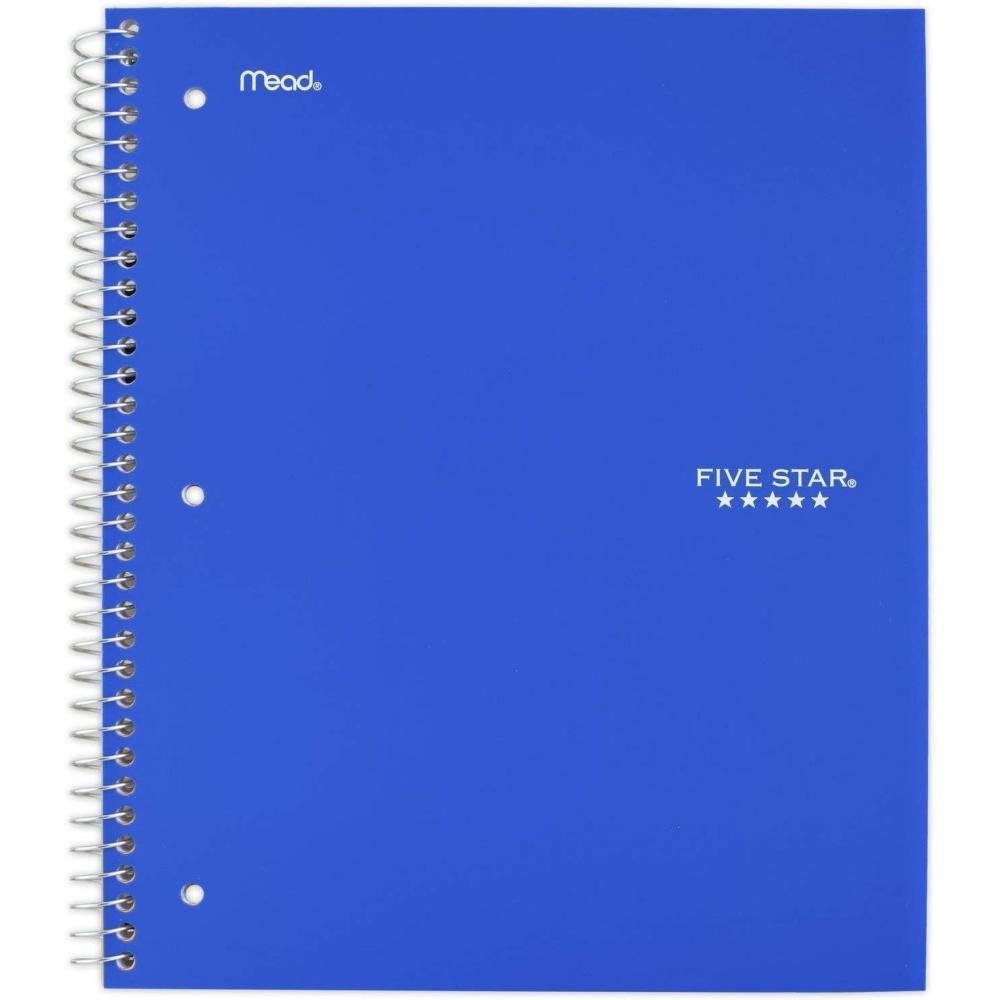 imageFive Star Spiral Notebook  Study App 2 Pack 1 Subject College Ruled Paper 100 Sheets 812quot x 11quot Pacific Blue Fire Red 38452Color Selected for You