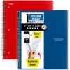 imageFive Star Spiral Notebook  Study App 2 Pack 1 Subject College Ruled Paper 100 Sheets 812quot x 11quot Pacific Blue Fire Red 38452Bluered