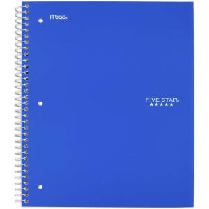 imageFive Star Spiral Notebook  Study App 2 Pack 1 Subject College Ruled Paper 100 Sheets 812quot x 11quot Pacific Blue Fire Red 38452Color Selected for You