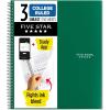 image:imageFive Star Spiral Notebook  Study App 3 Subject College Ruled Paper 812 x 11 150 Sheets Fights Ink Bleed Water Resistant Cover Prom Pink 820003RGreen