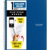 image:imageFive Star Spiral Notebook  Study App 1 Subject College Ruled Paper 812 x 11 100 Sheets Fights Ink Bleed Water Resistant Cover Prom Pink 820002RBlue