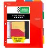 image:imageFive Star 8Tab Binder Pocket Dividers Plastic Tabbed Divider with Pocket 934 x 11 3Hole Punched 8 Count Assorted Colors 201590