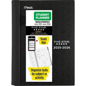 image:imageFive Star Planner 20262027 Weekly amp Monthly Academic 12Month JulyJune Advance Student Planner  Study App 812 x 11 Black CAW65905Black
