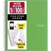 image:imageFive Star Spiral Notebook  Study App 1 Subject Wide Ruled Paper 8 x 105 100 Sheets Fights Ink Bleed Water Resistant Cover Vivid Yellow 930010CJ1Green