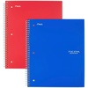image:imageFive Star Spiral Notebook 5 Subject Wide Ruled Paper 8 x 1012 200 Sheets Tidewater Blue amp Fire Red 2 Pack 930082Blue  Red