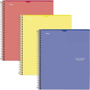 image:imageFive Star Interactive Notetaking Spiral Notebooks 3 Pack 1 Subject College Ruled Paper 11 x 812 100 Sheets Customizable Cover Red Cobalt Blue Yellow 820042Assorted