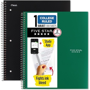 image:imageFive Star Spiral Notebook  Study App 1 Subject College Ruled Paper 812 x 11 100 Sheets White amp Amethyst Purple 2 Pack 820186Black  Green