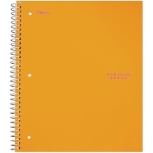 image:imageFive Star Spiral Notebook  Study App 1 Subject College Ruled Paper 812 x 11 80 Sheets 1 Count Selected Design Will Vary 820156FOrange