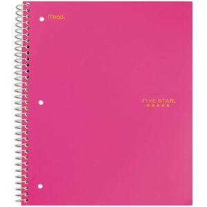 image:imageFive Star Spiral Notebook  Study App 1 Subject College Ruled Paper 812 x 11 80 Sheets 1 Count Selected Design Will Vary 820156FPink